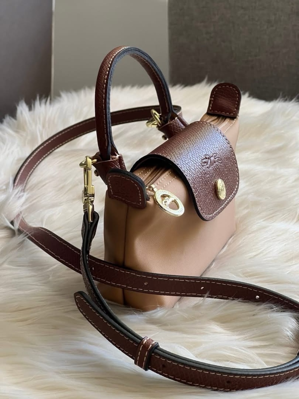 Longchamp XS Le Pliage Original Pouch with Strap - Picture 2 of 14